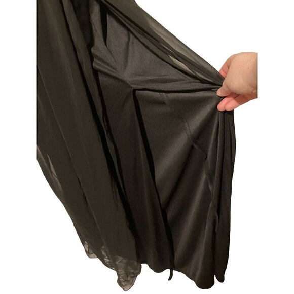 Thread One Shoulder Draped Maxi Dress 20 Formal Sheer Chiffon Mesh Goth Grunge - Picture 4 of 9